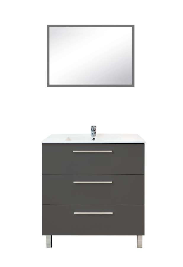 Meuble salle de bain à poser Pallas L.80cm gris - ONDEE