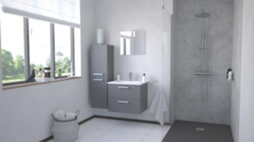 Meuble Salle de Bain Smart Suspendu 60cm 2 Tiroirs Finitions Gris