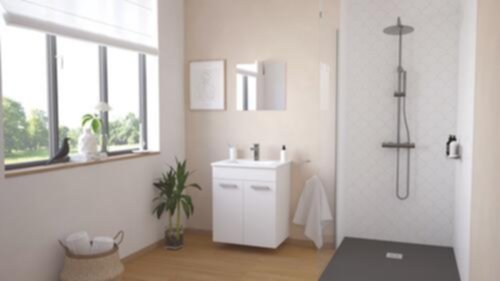 Meuble Salle de Bain Smart Suspendu 60cm 2 Portes Finitions Blanc