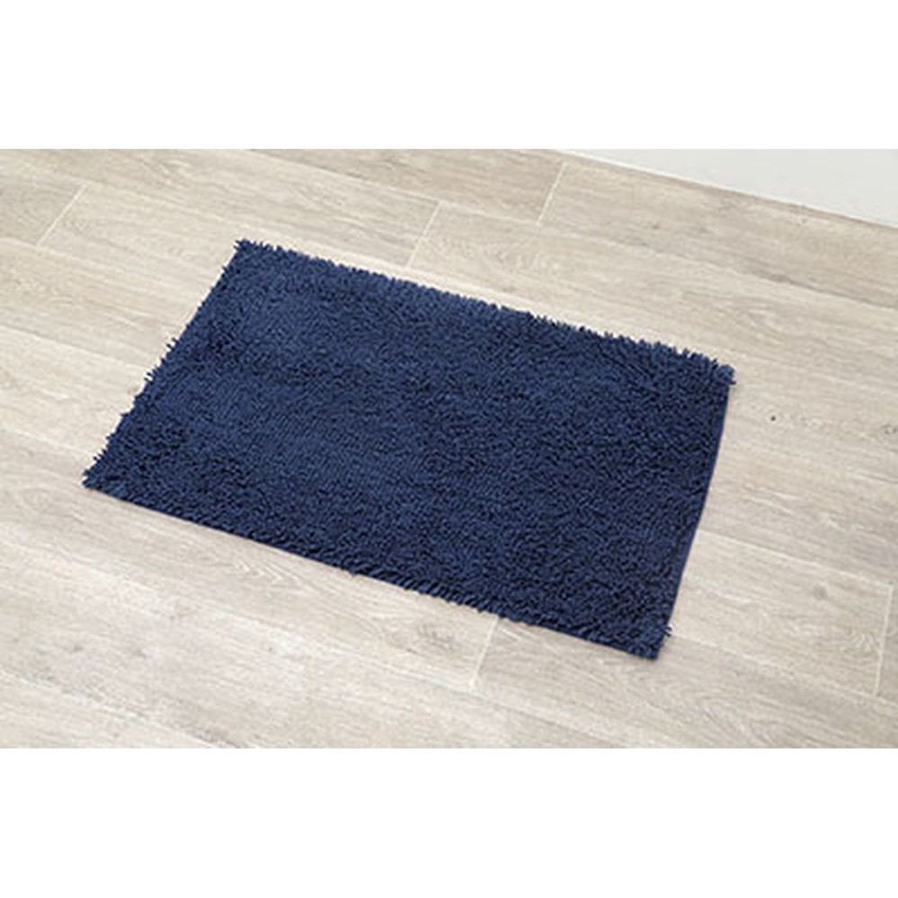 Tapis microfibre petite chenille 50 x 80 cm bleu marine