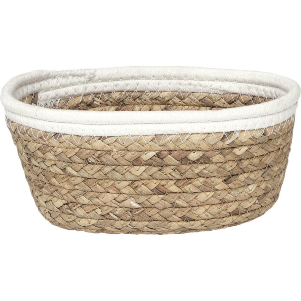 Panier ovale 21 x 16 x 9 cm naturel/blanc - TENDANCE