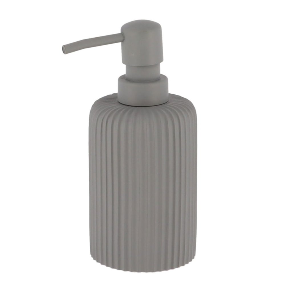 Distributeur à savon strié polyrésine 230 mL gris - TENDANCE