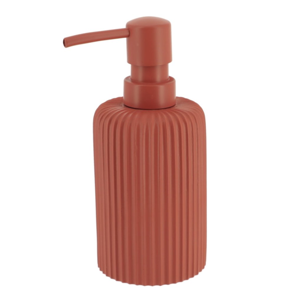 Distributeur savon strié polyrésine terracotta arrondi - TENDANCE