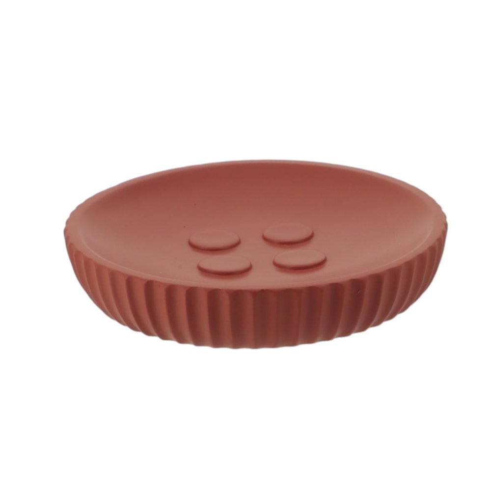 Porte-savon strié polyrèsine terracotta arrondi - TENDANCE