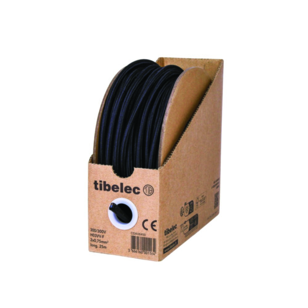 Bobinot de câble électrique tissu noir 25m