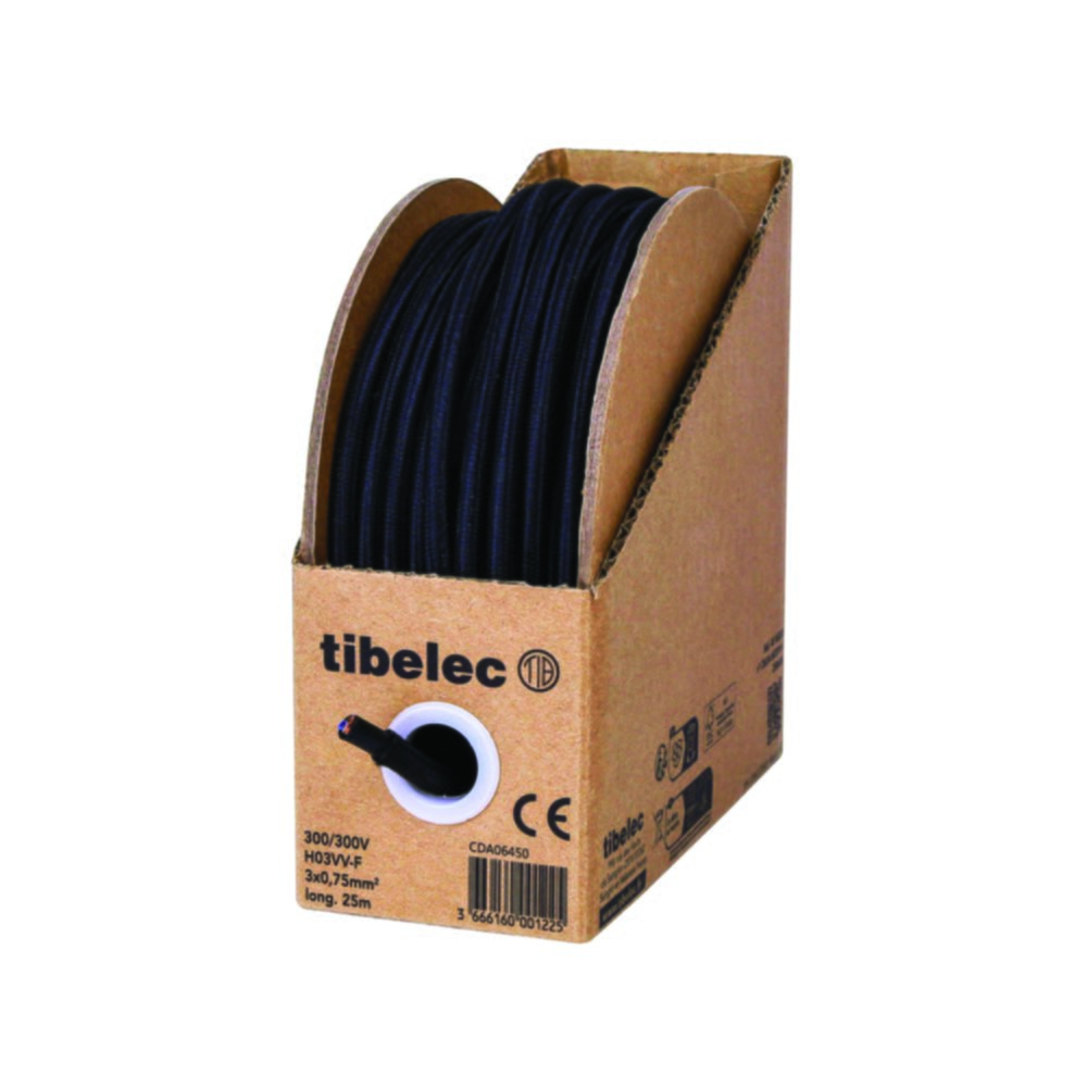 Bobinot de câble électrique 3x0,75mm2 tissu noir 25m