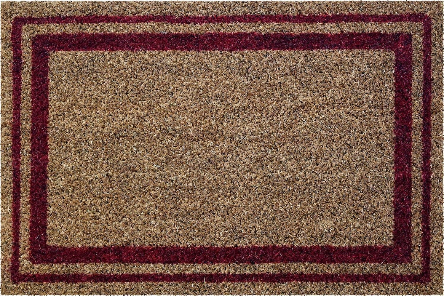 Tapis grattant coco naturel bordure rouge 40x60cm