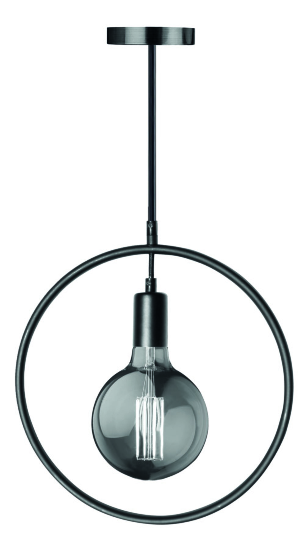 Luminaire à suspendre métal rond noir e27+g125 smokey