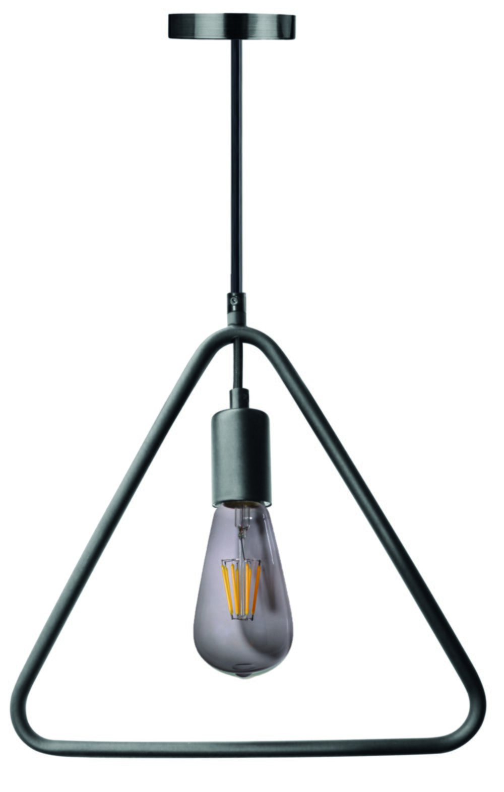 Luminaire à suspendre métal triangle noir e27+st64 smokey