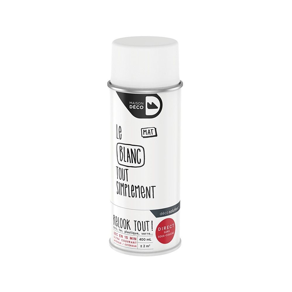 Peinture aérosol Relook Tout - Blanc mat 400 ml - MAISON DECO