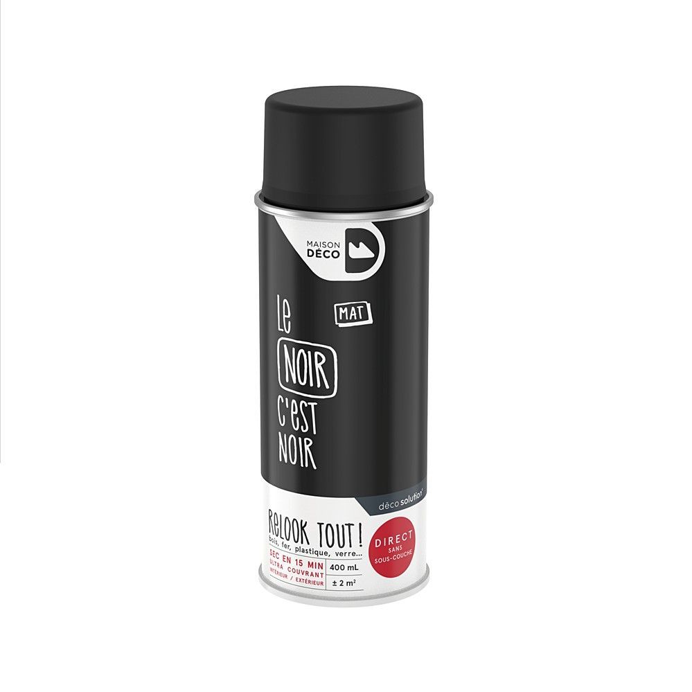 Peinture aérosol Relook Tout - Noir mat 400 ml - MAISON DECO