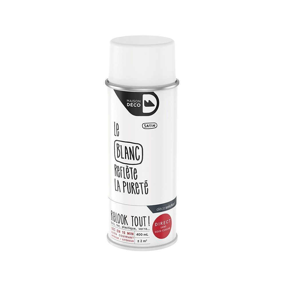 Peinture aérosol Relook Tout -  Blanc satin 400 ml - MAISON DECO