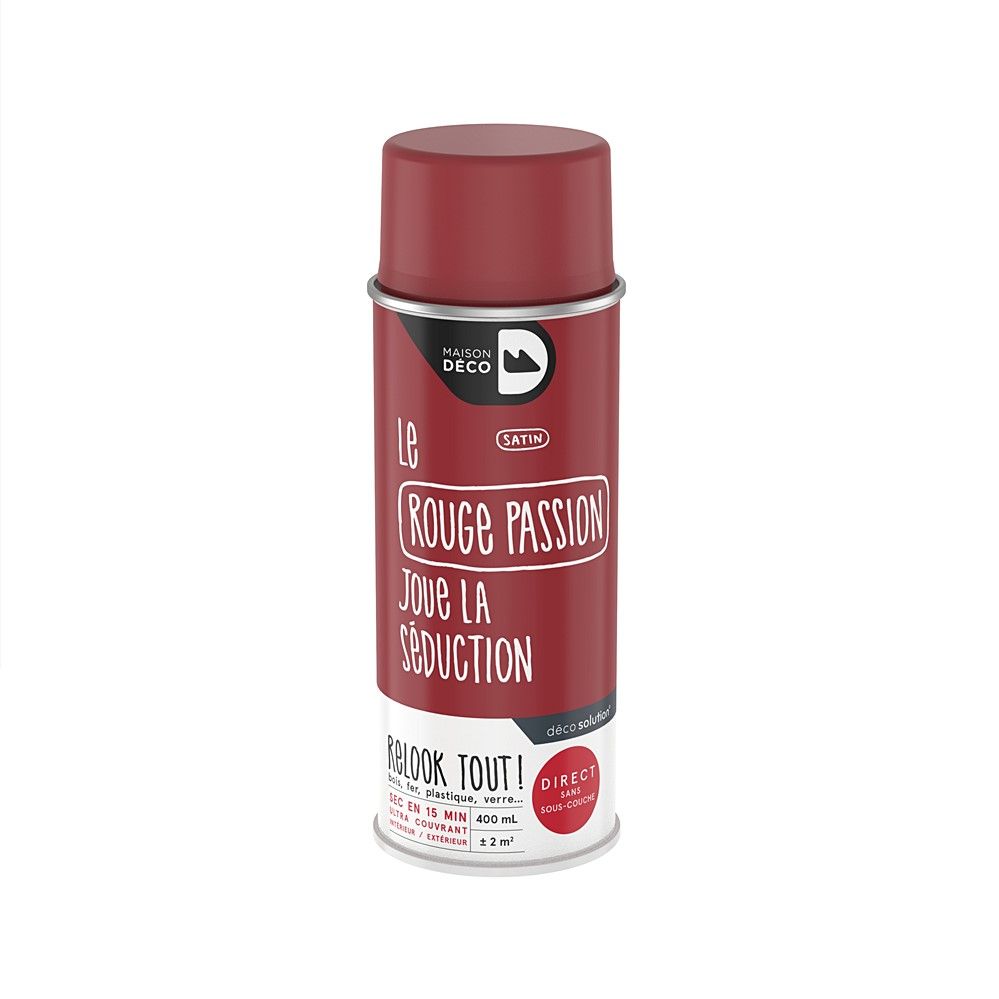 Peinture aérosol Relook Tout - Rouge Passion satin 400 ml - MAISON DECO