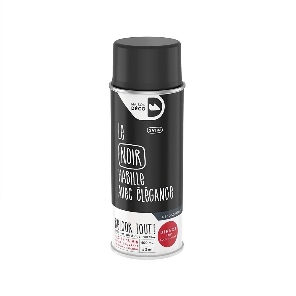 Peinture aérosol Relook Tout - Noir satin 400 ml - MAISON DECO