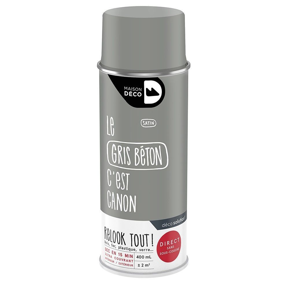 Peinture aérosol Relook Tout - Béton satin 400 ml - MAISON DECO