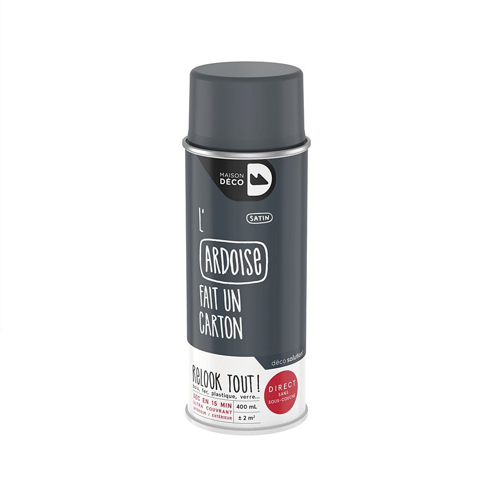 Peinture aérosol Relook Tout - Ardoise satin 400 ml - MAISON DECO