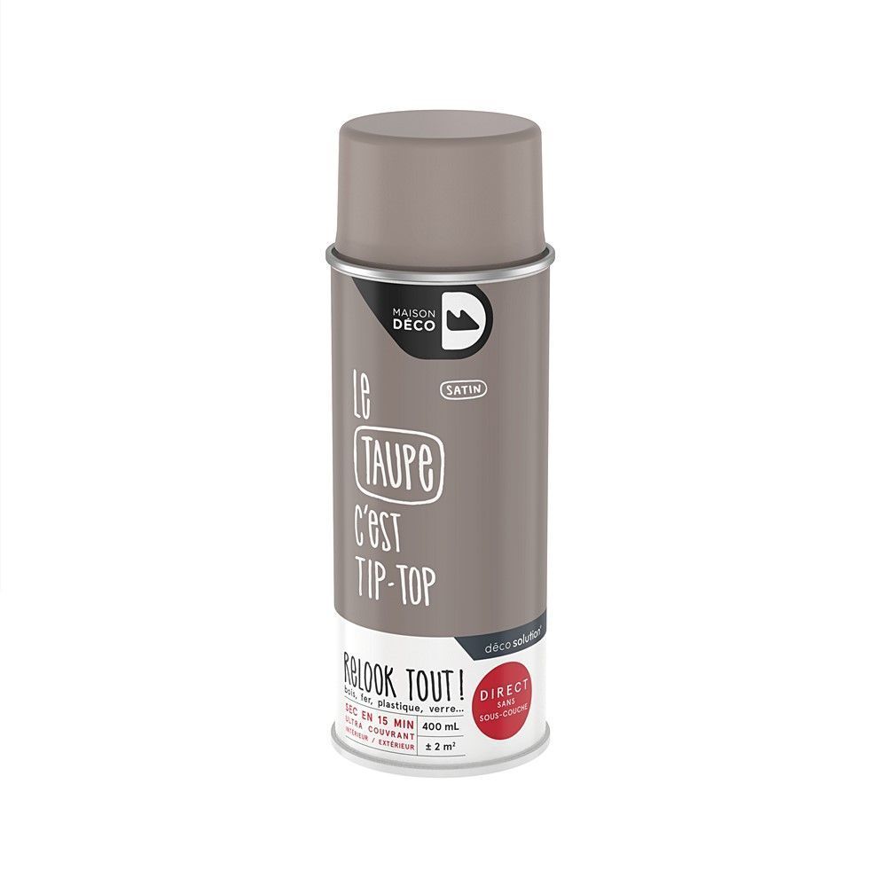 Peinture aérosol Relook Tout - taupe satin 400 ml - MAISON DECO