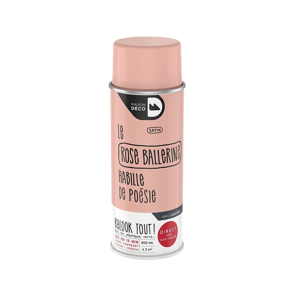 Peinture aérosol Relook Tout - Rose Ballerine satin 400 ml - MAISON DECO