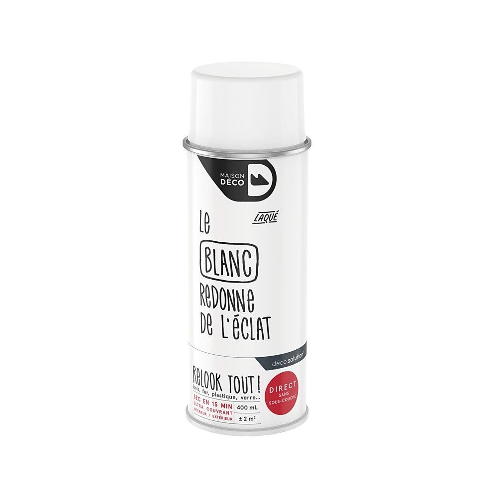 Peinture aérosol Relook Tout - Blanc brillant 400 ml - MAISON DECO