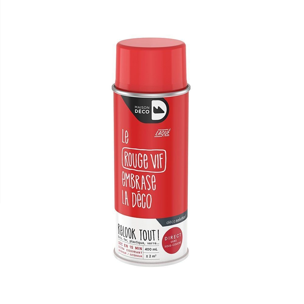 Peinture aérosol Relook Tout - Rouge Vif brillant 400 ml - MAISON DECO