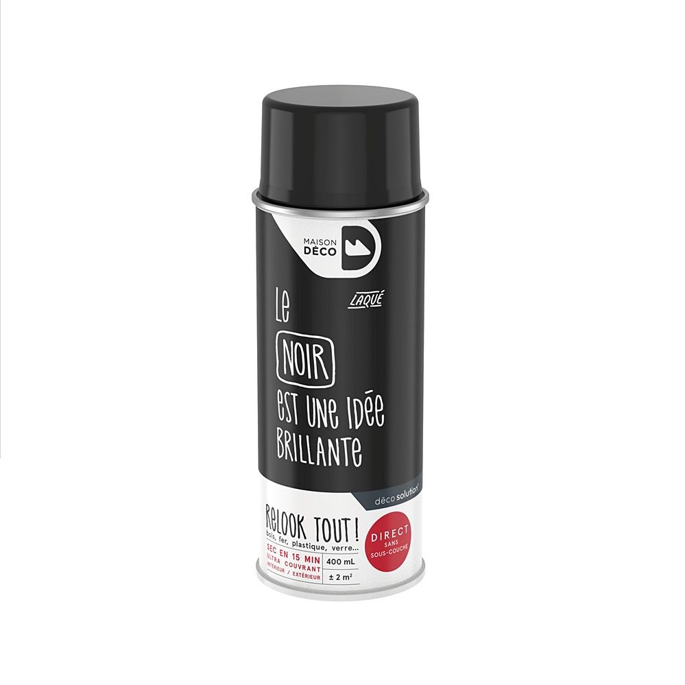 Peinture aérosol Relook Tout - Noir brillant 400 ml - MAISON DECO