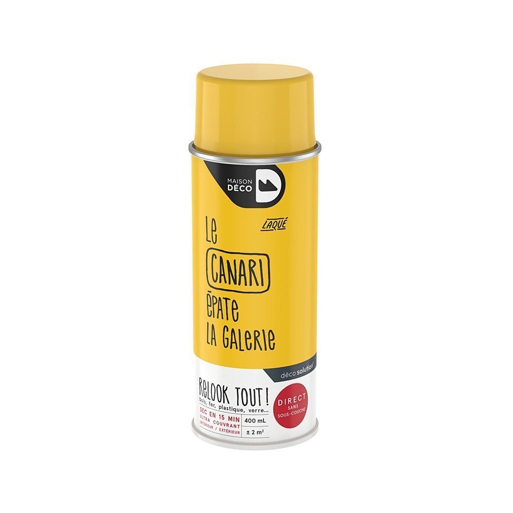 Peinture aérosol Relook Tout - Canari brillant 400 ml - MAISON DECO