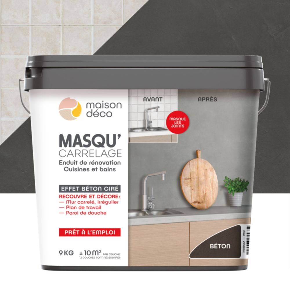 Enduit Masqu'Carrelage et Mur béton 9kg - MAISON DECO 