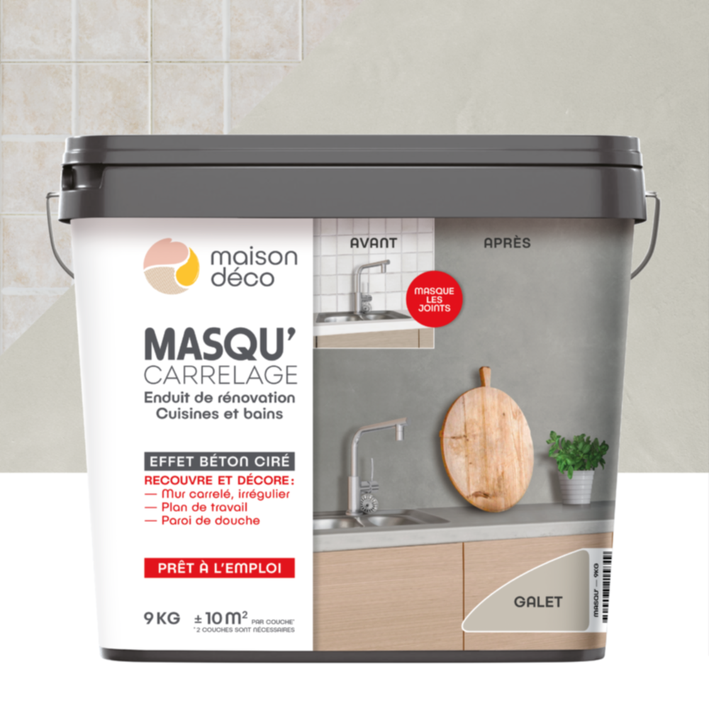 Enduit Masqu'Carrelage et Mur galet 9kg - MAISON DECO 