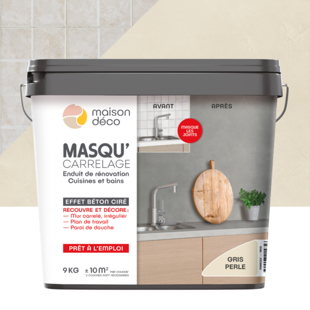 Enduit Masqu'Carrelage et Mur gris perle 9kg - MAISON DECO 