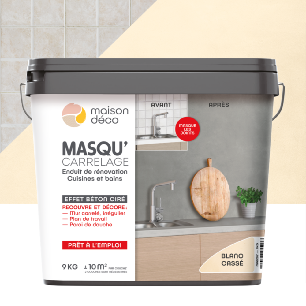 Enduit Masqu'Carrelage et Mur Blanc cassé 9 kg - MAISON DECO 