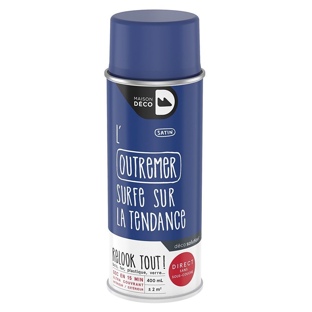 Peinture aérosol Relook Tout - Outremer satin 400 ml - MAISON DECO