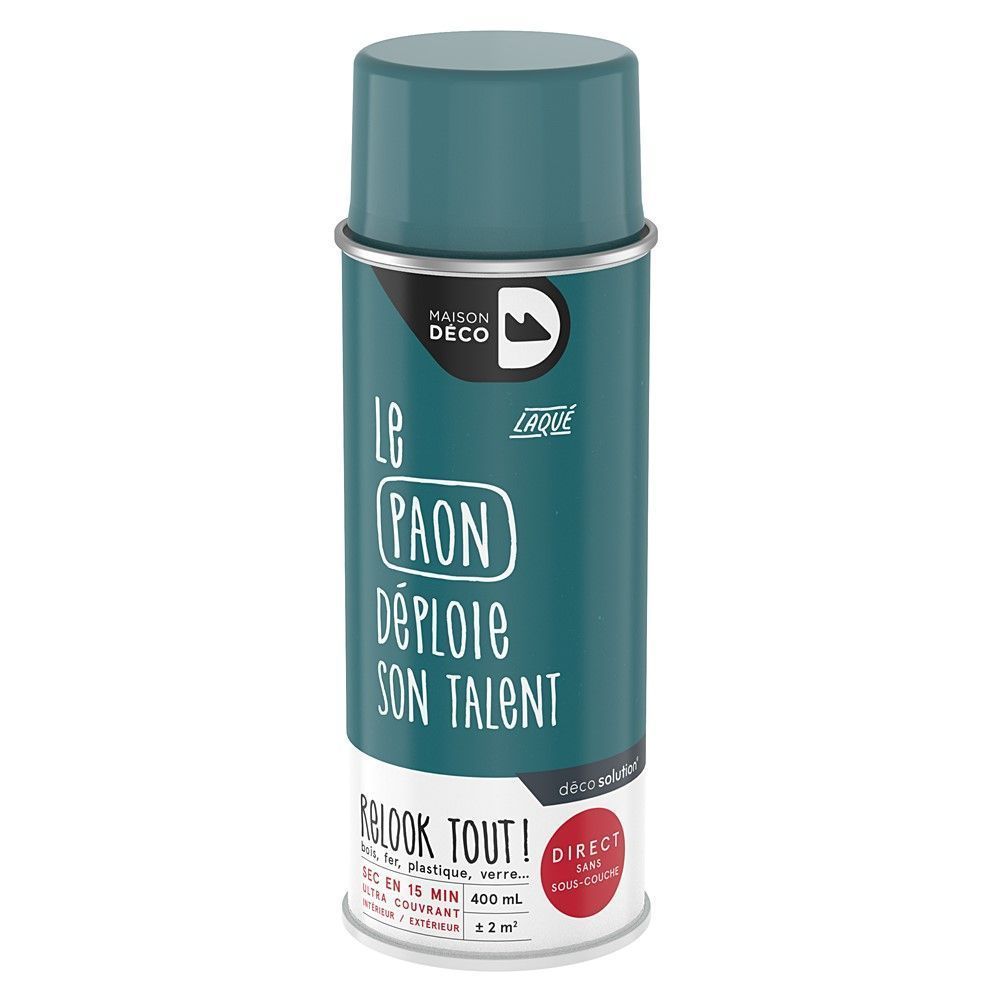 Peinture aérosol Relook Tout - Paon brillant 400 ml - MAISON DECO