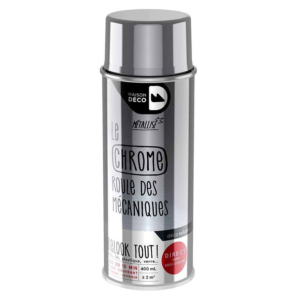 Peinture aérosol Relook Tout - Chrome métallisé 400 ml - MAISON DECO