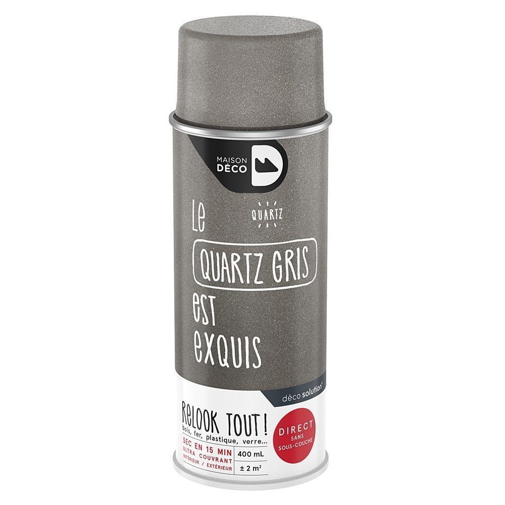 Peinture aérosol Relook Tout - Quartz Gris 400 ml - MAISON DECO