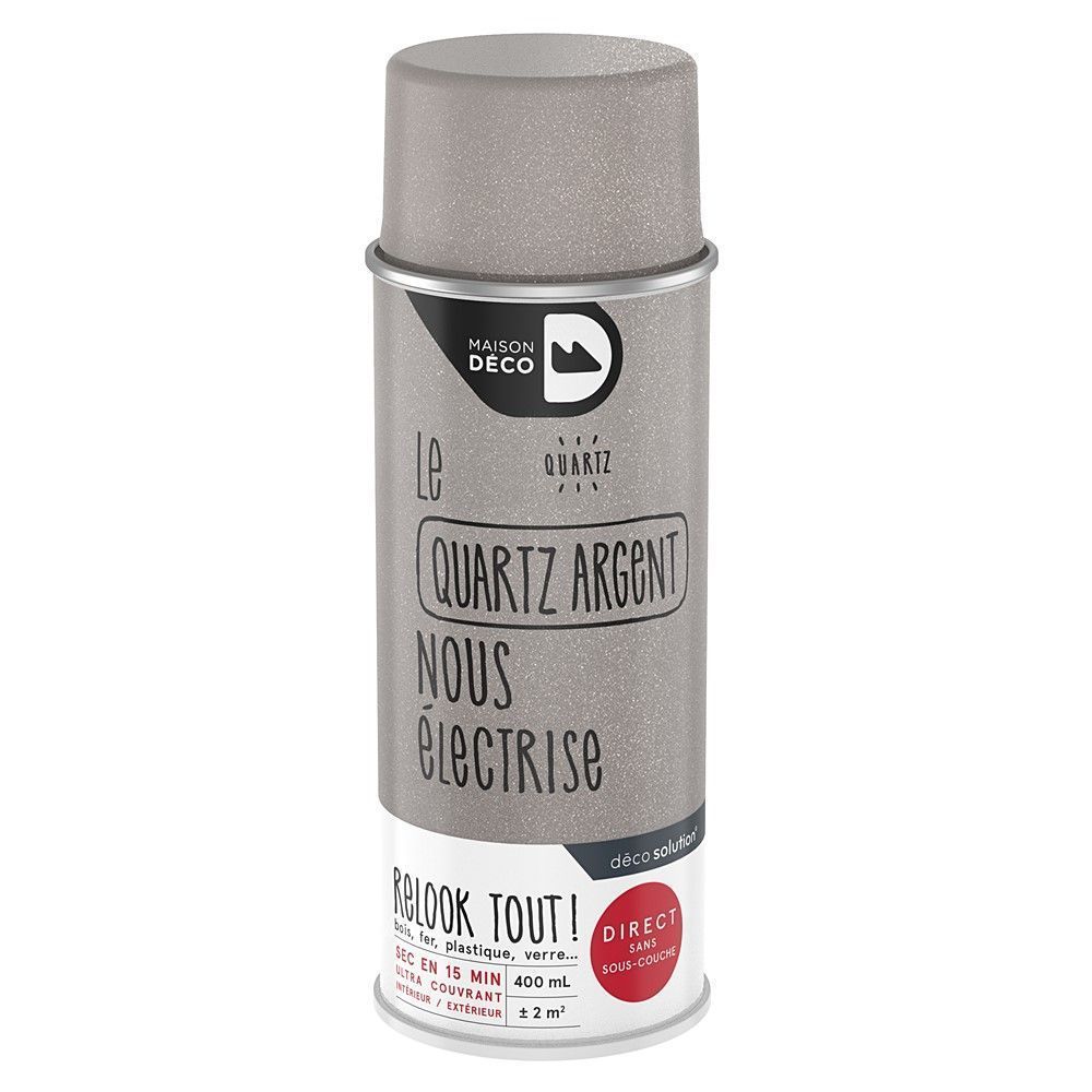 Peinture aérosol Relook Tout - Quartz Argent 400 ml - MAISON DECO