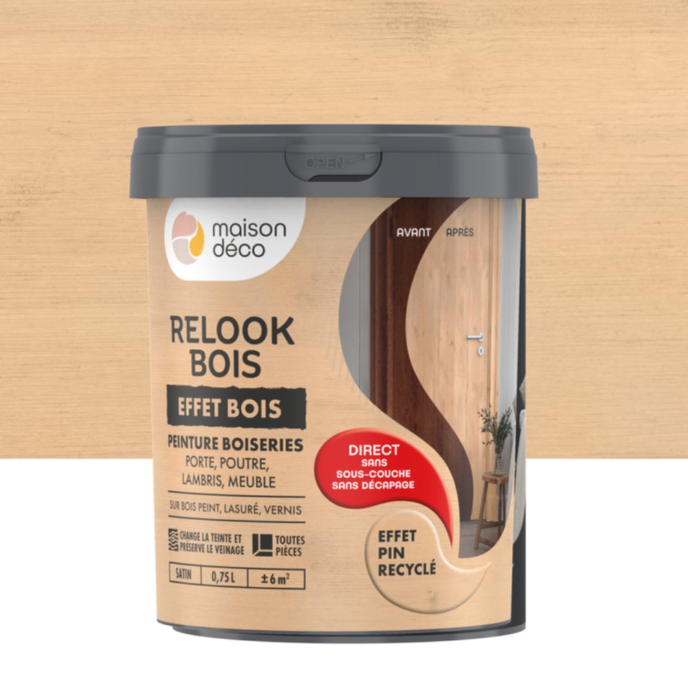 Peinture Relook bois pin recyclé effet bois 0,75L - MAISON DECO