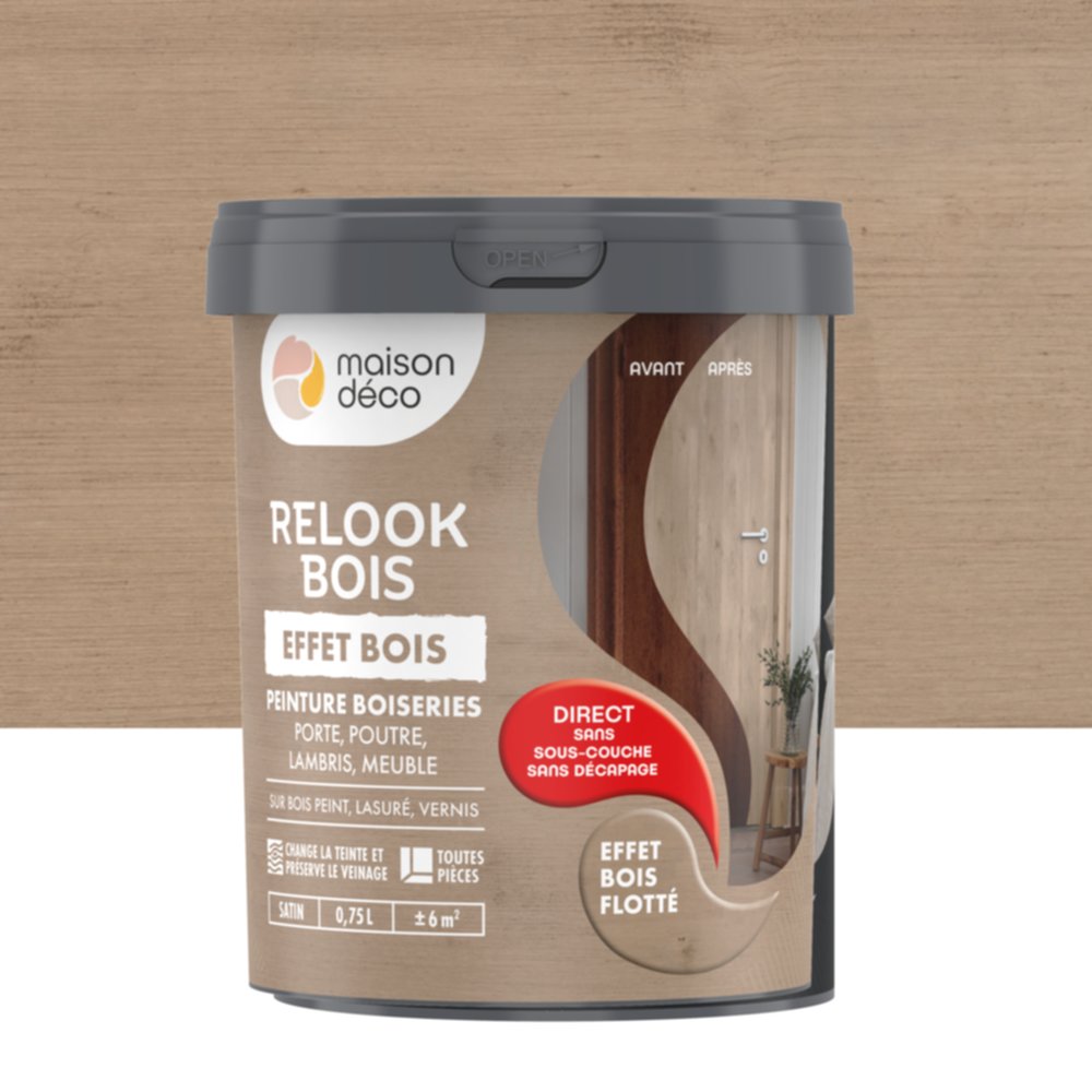Peinture Relook bois flotte effet bois 0,75L - MAISON DECO
