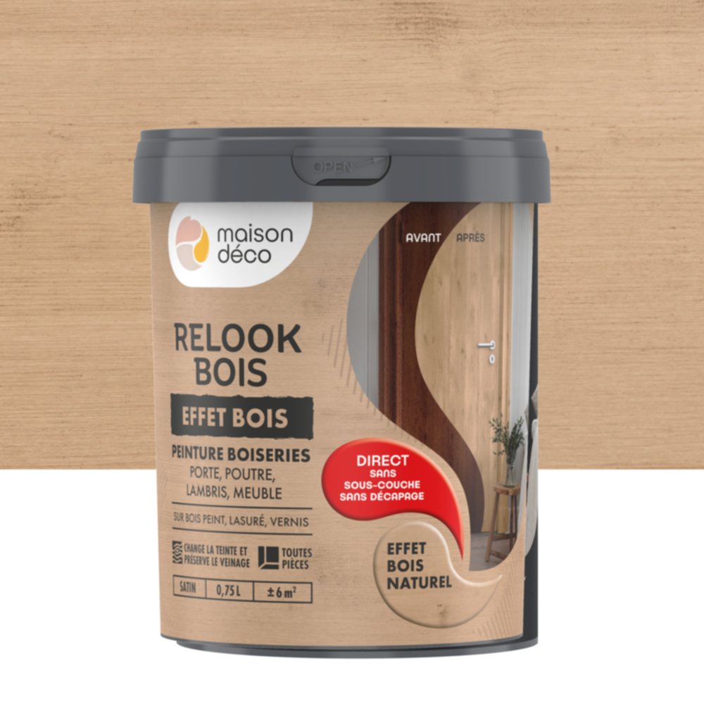 Peinture Relook bois naturel effet bois 0,75L - MAISON DECO