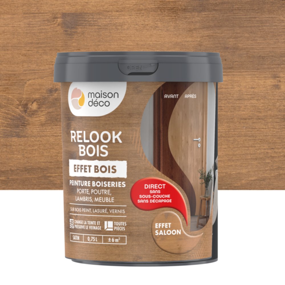 Peinture Relook bois saloon effet bois 0,75L - MAISON DECO