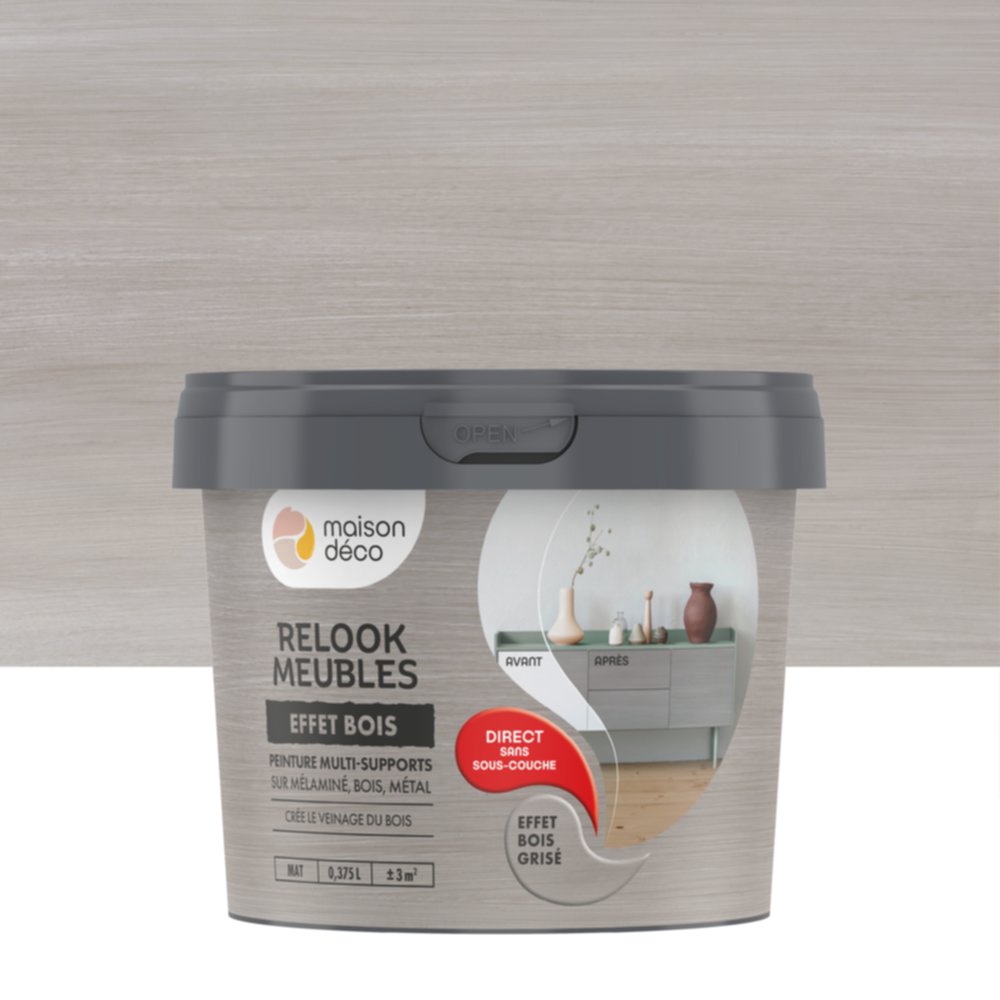 Peinture Relook Meubles effet Bois gris 0,375L - MAISON DECO