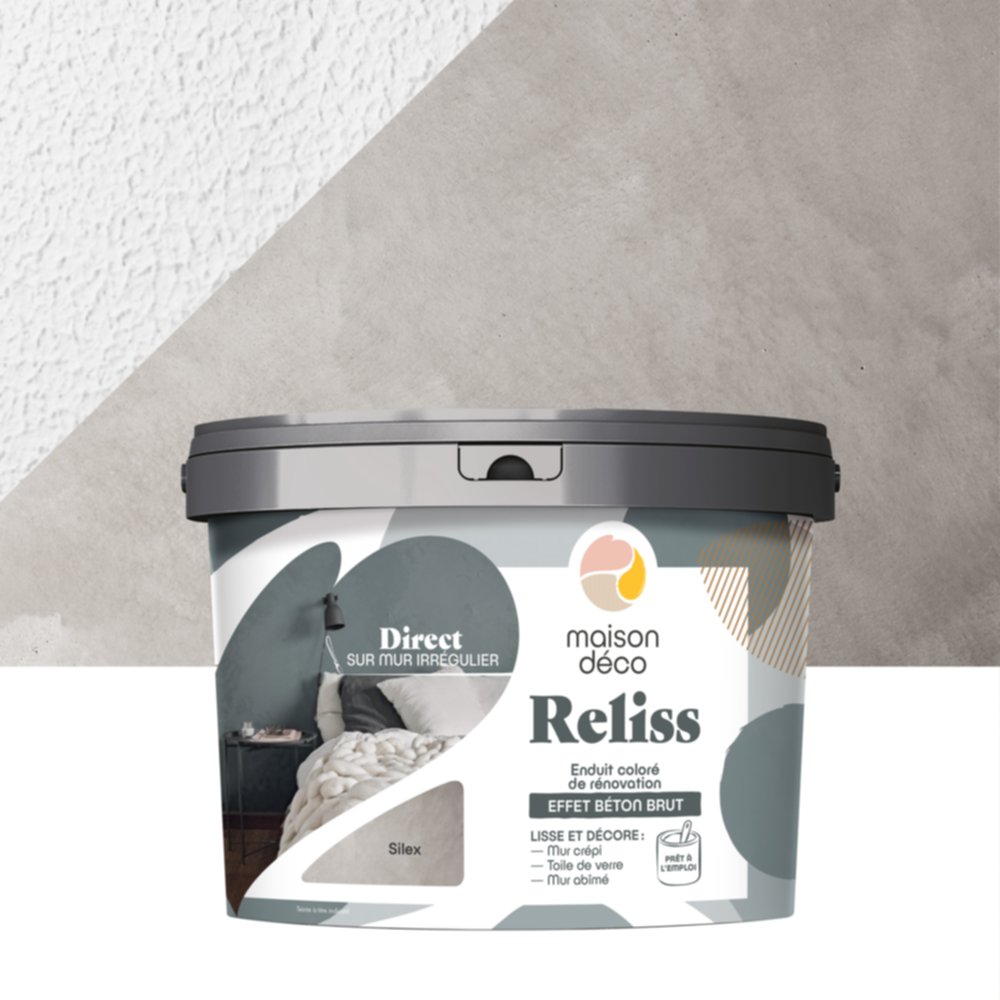 Enduit coloré rénovation béton brut Reliss silex 15kg - MAISON DECO