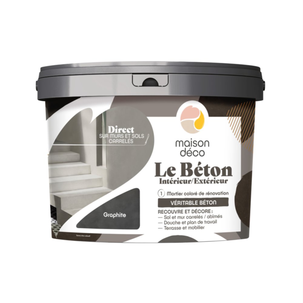 Enduit Le Béton int/ext graphite 5kg - MAISON DECO