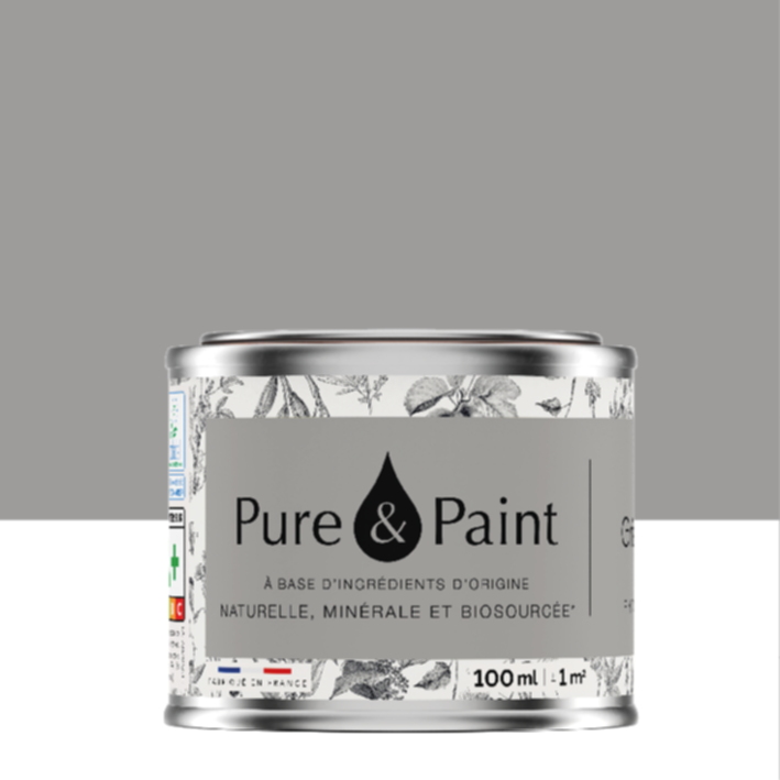 Peinture Multi-Supports Velours Gris Fume 100ml - PURE & PAINT