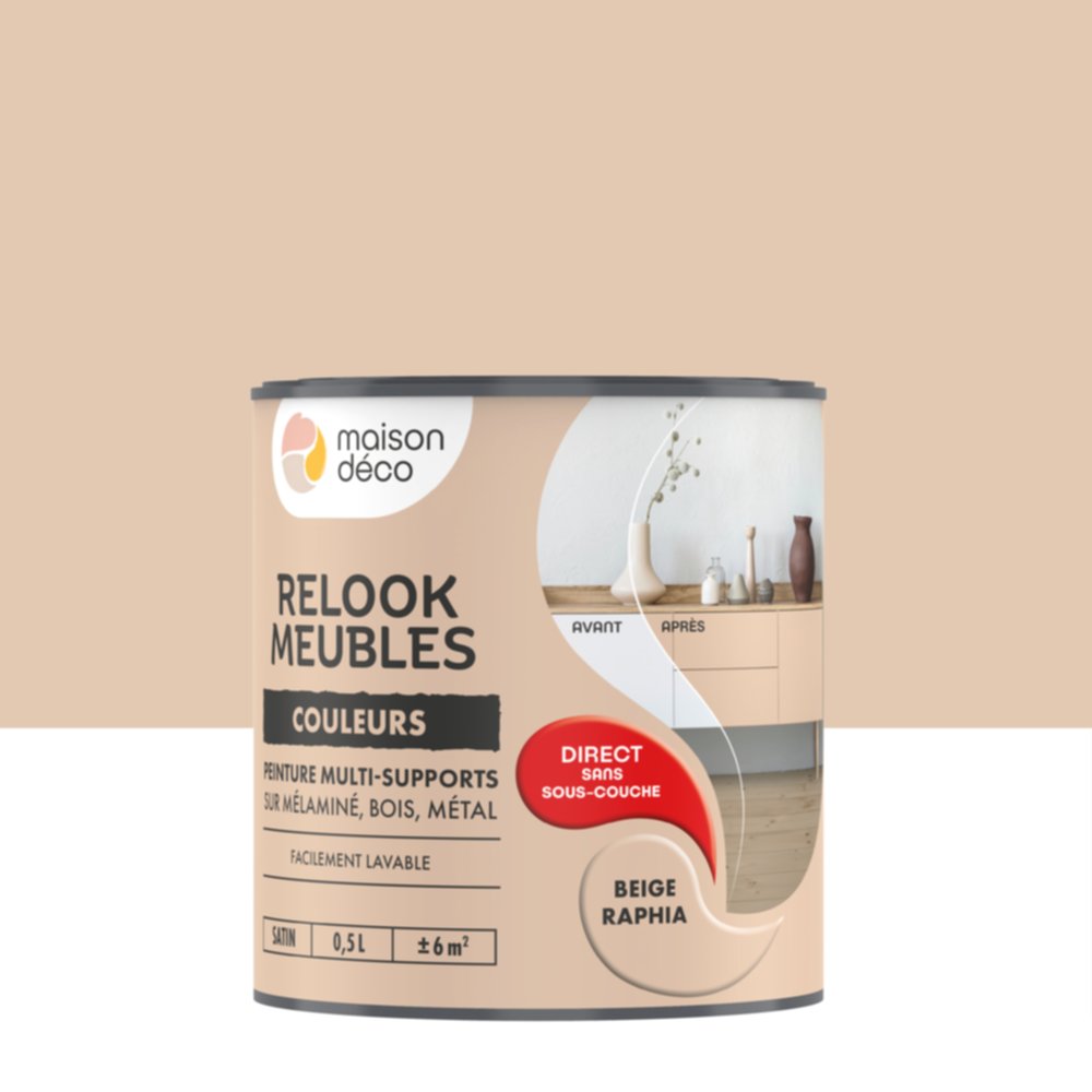 Peinture Relook Meubles Beige raphia 0,5L - MAISON DECO