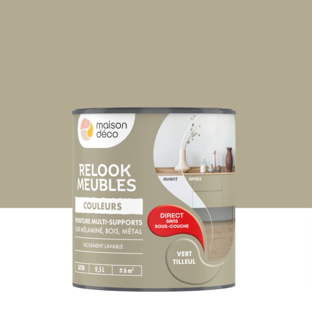 Peinture Relook Meubles Vert tilleul 0,5L - MAISON DECO