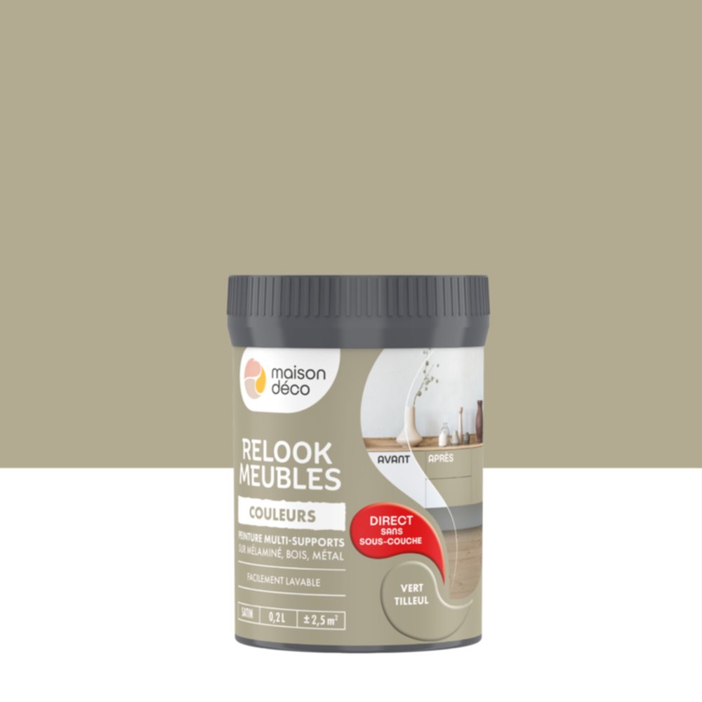 Peinture Relook Meubles Vert tilleul 0,2L - MAISON DECO