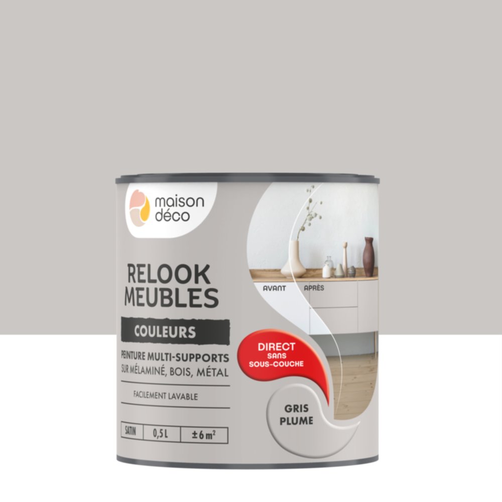 Peinture Relook Meubles Gris plume 0,5L - MAISON DECO