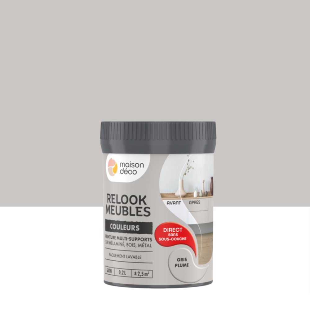 Peinture Relook Meubles Gris plume 0,2L - MAISON DECO