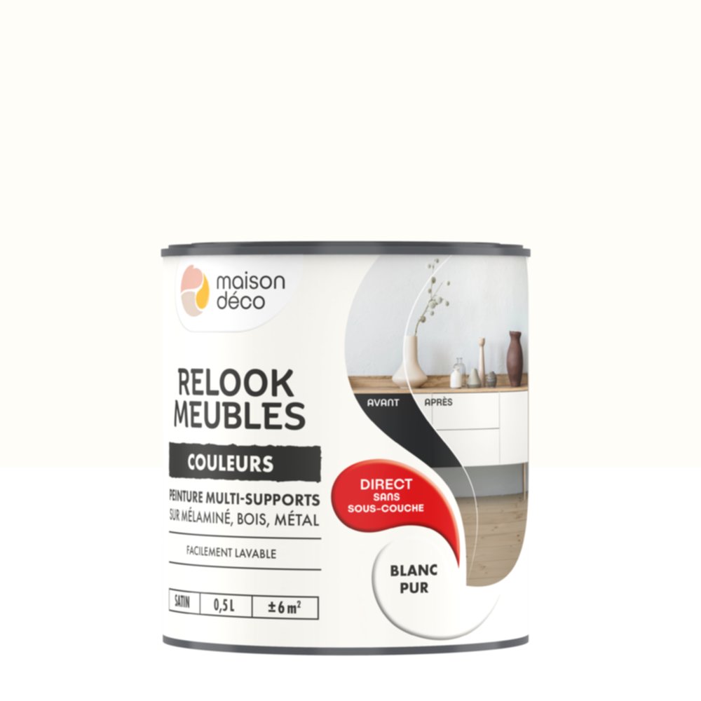 Peinture Relook Meubles Blanc pur 0,5L - MAISON DECO