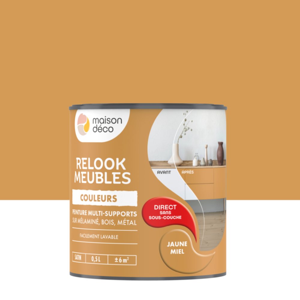 Peinture Relook Meubles Jaune miel 0,5L - MAISON DECO